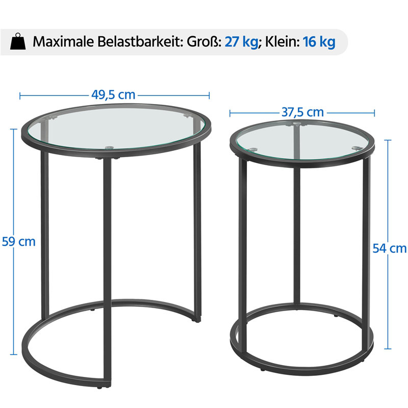 Sibrina Glass Top Side Table Set