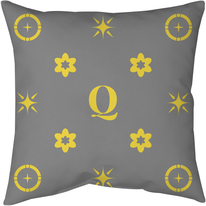 Coussin en polyester Spun, Gris/Jaune, Oui