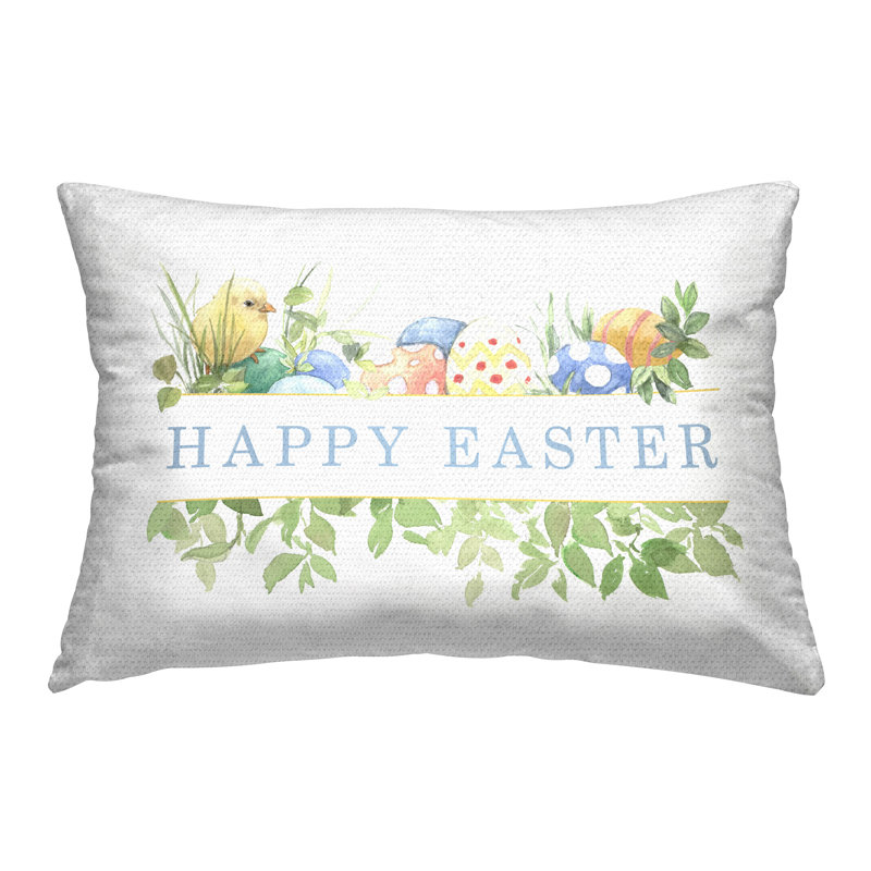 Coussin décoratif floral imprimé Joyeuses Pâques par Lanie Loreth
