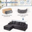 Ensemble de chaise longue à compression complète - Canapé modulaire en velours côtelé avec accoudoirs arqués, base antidérapante, comprend 3 coussins de dossier et 2 coussins décoratifs, canapé de chaise longue droite-103482040