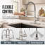 VIBRANTBATH Robinet de cuisine rétractable en nickel brossé, robinet d'évier de cuisine à poignée simple minimaliste 3 fonctions avec plaque de pont-2086345195