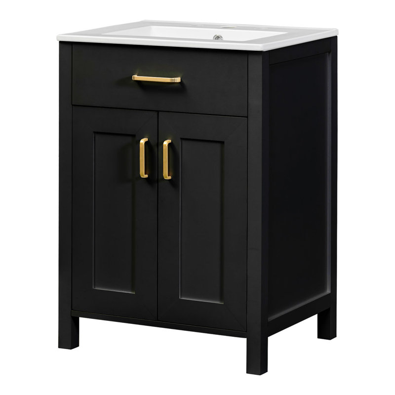 Ensemble de meuble-lavabo avec lavabo en céramique, Noir, noir, noir, noir