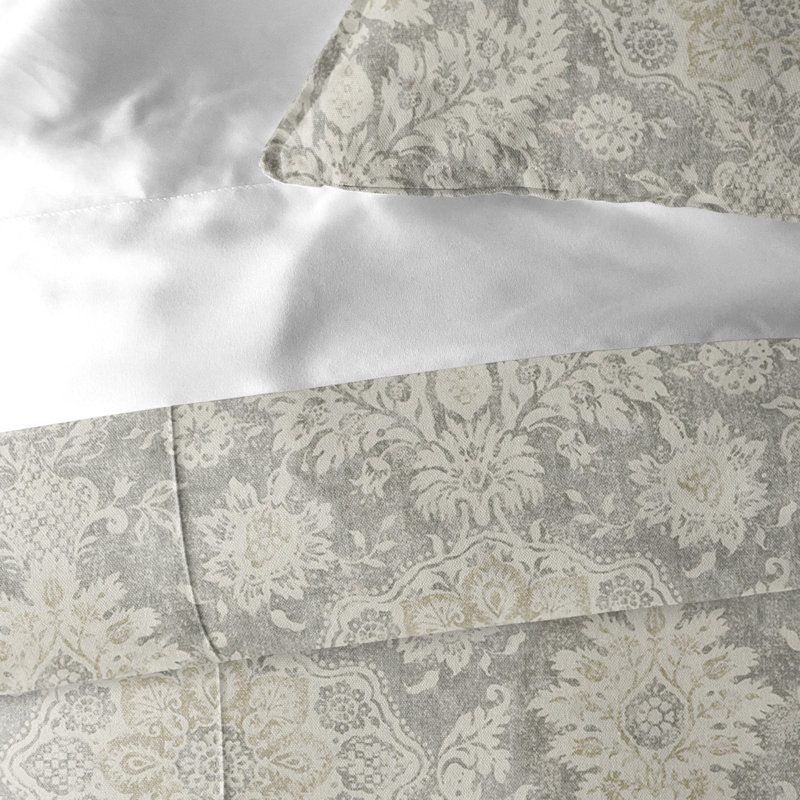 Ensemble de housse de couette en coton 3 pièces Indali Taupe, Housse de couette pour très grand lit et 2 très 