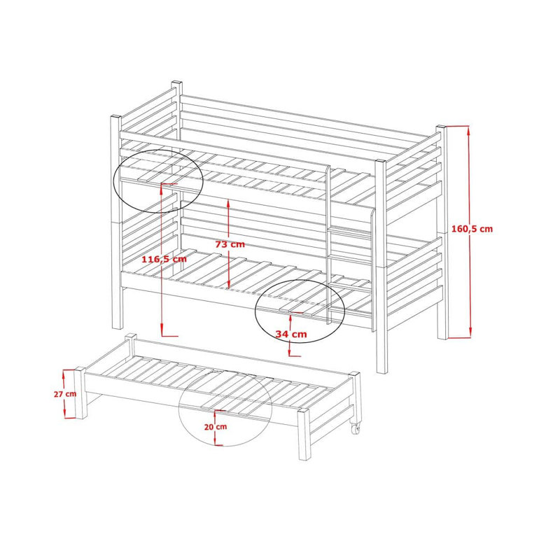 Tombolo Bunk Bed with Storage Included with Built-in Ladder Included with Trundle Included