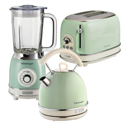 Ariete Vintage 1.7L Dome Kettle With 2 Slice Toaster And 1.5L Glass Jug Blender Set