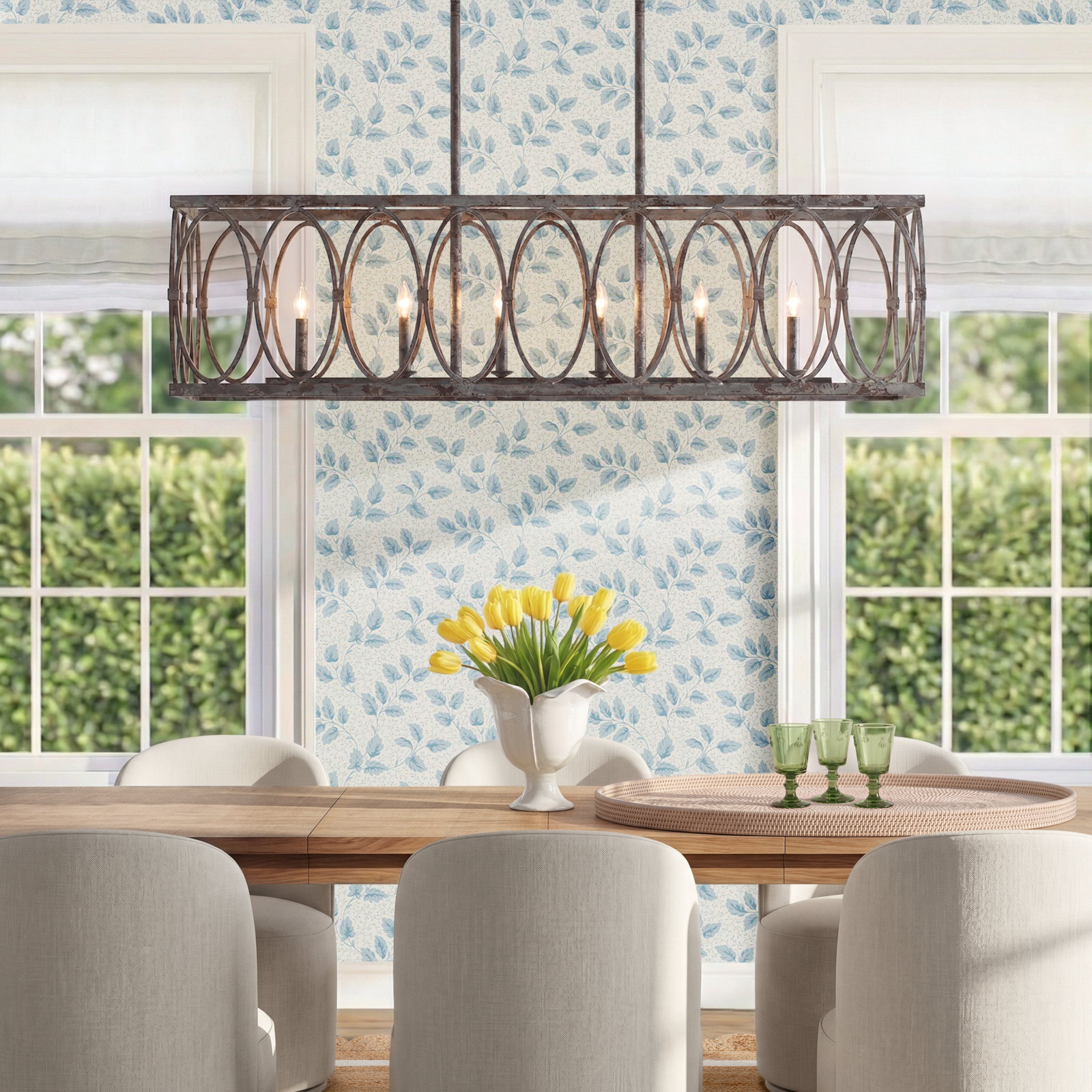 Alverstone 6 Light Steel Dimmable Pendant