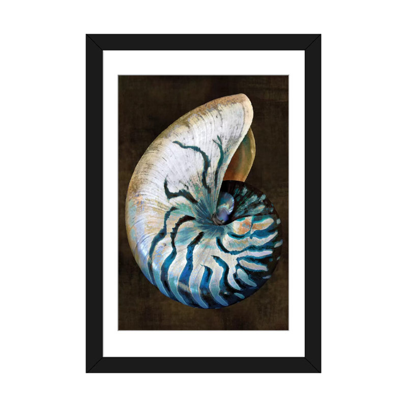 «Ocean Treasure IV», impression sur toile, H 24 po x l 16 po x P 1 po, Papier d'art encadré noir, Blanc