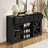 55'' Industrial Sliding Barn Door Sideboard with 3 Drawers, Adjustable Shelves, Metal Mesh & Particleboard Cabinet-997295181