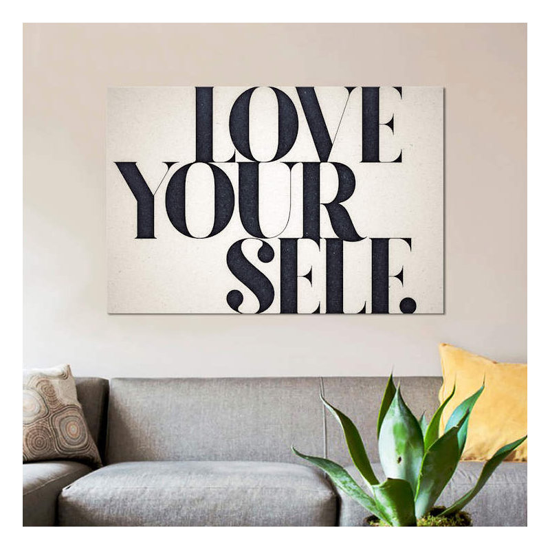 « love you », art textuel sur toile, H 12 po x l 18 po x P 1,5 po