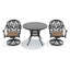 Ensemble de salle à manger bistro 3 pièces, table ronde de 100 cm et 2 chaises pivotantes avec coussins bruns-811652543
