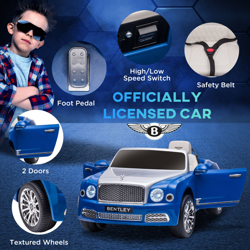Bentley Blue 12V Battery Powered Ride-On Car with Remote