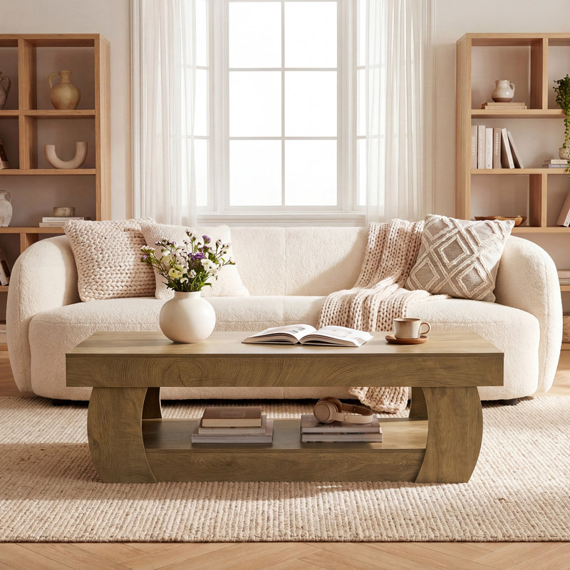 Table basse moderne 55 "avec tablette de rangement ouverte