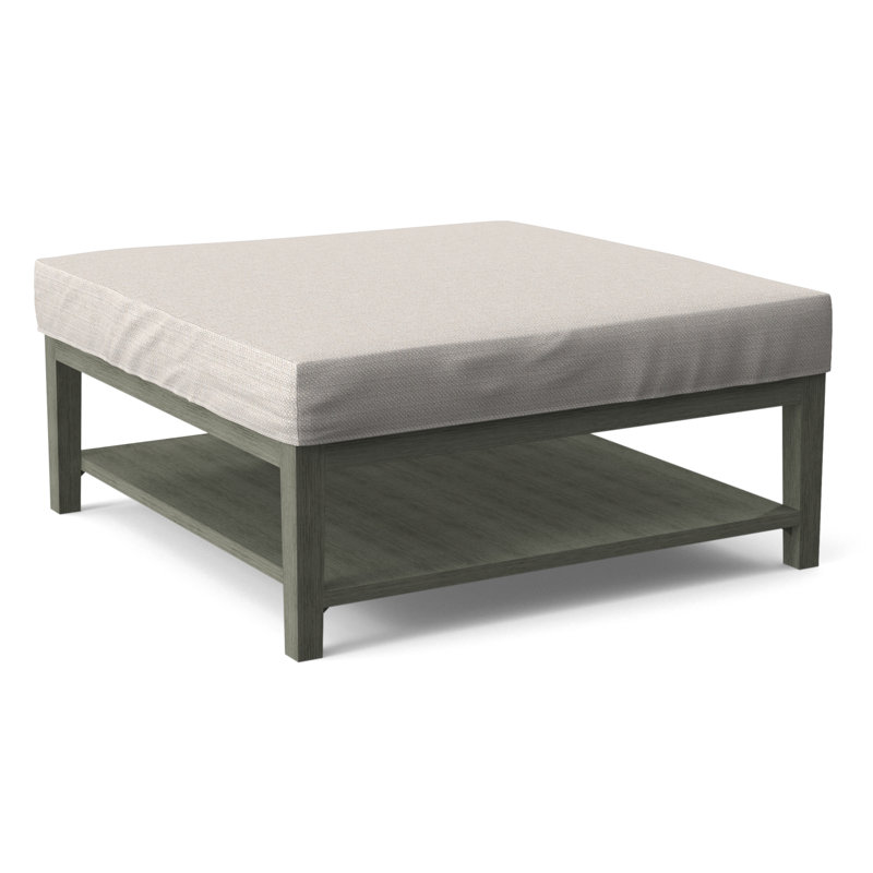 Hammond Square Ottoman, White Textured Performance; 0865-91, Stone Hearth Finish