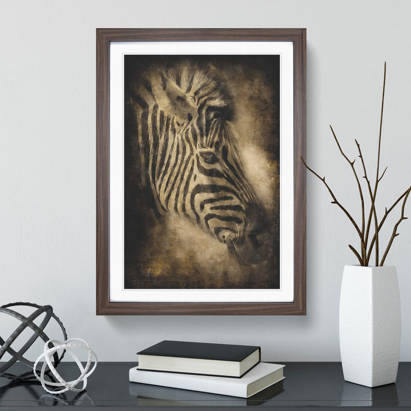 Zebra Vol.5 - Picture Frame Painting, 36cm H x 27cm W x 2cm D, Walnut