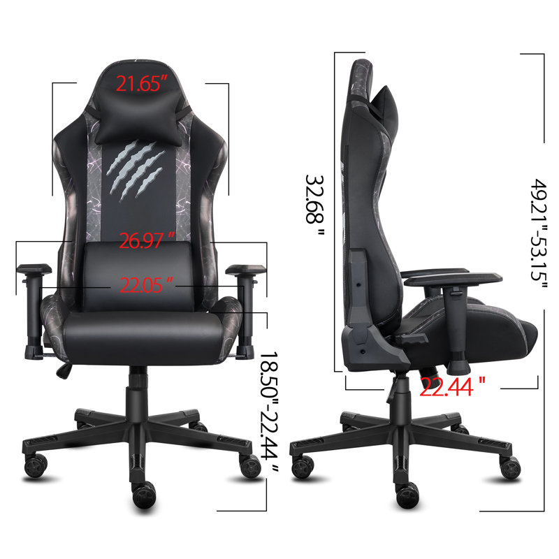 Inbox Zero Adjustable Reclining Ergonomic Swiveling PC & Racing Game Chair in Black