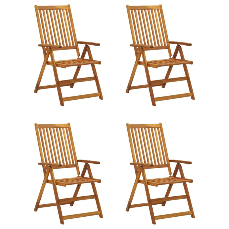 Chaise d'extérieur avec chaises inclinables d'extérieur en bois d'acacia massif, Vert, Naturel