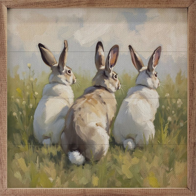 Three Bunnies In Green Field