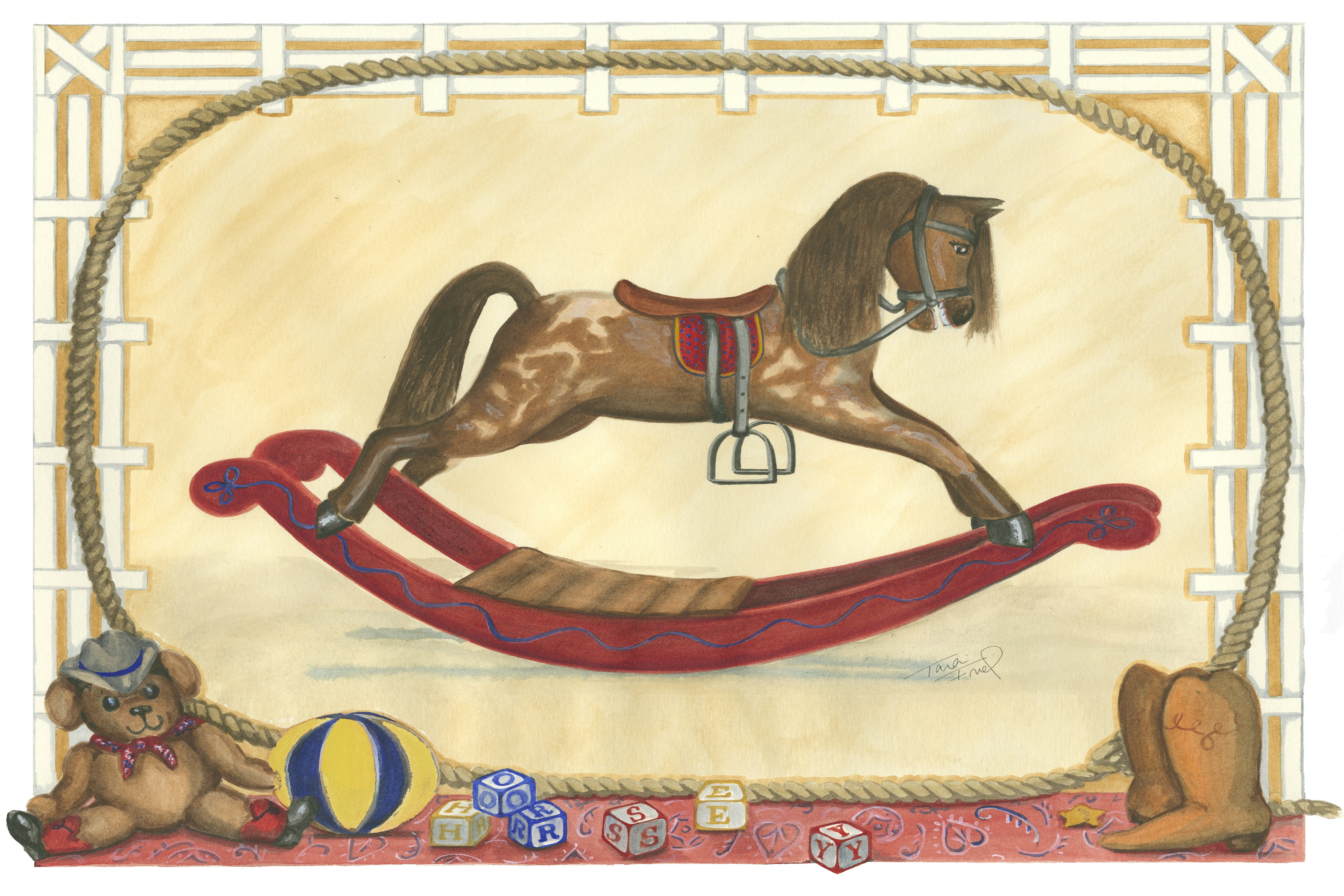 Zoomie Kids Rocking Horse (D) II - Wrapped Canvas Painting | Wayfair.ie