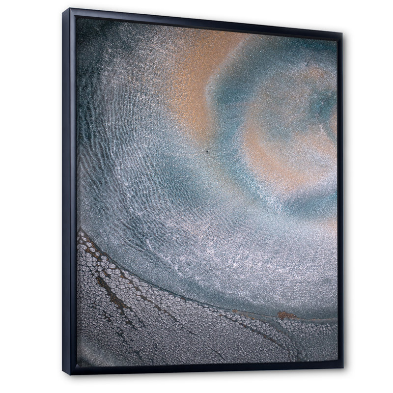 Reproduction d'art sur toile de luxe gris et bleu fluide II, H 16 po x l 32 po x P 1 po, Cadre flottant noir