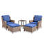 Ensemble de mobilier d'extérieur 5 pièces, chaises longues en osier de rotin avec repose-pieds-1721798200