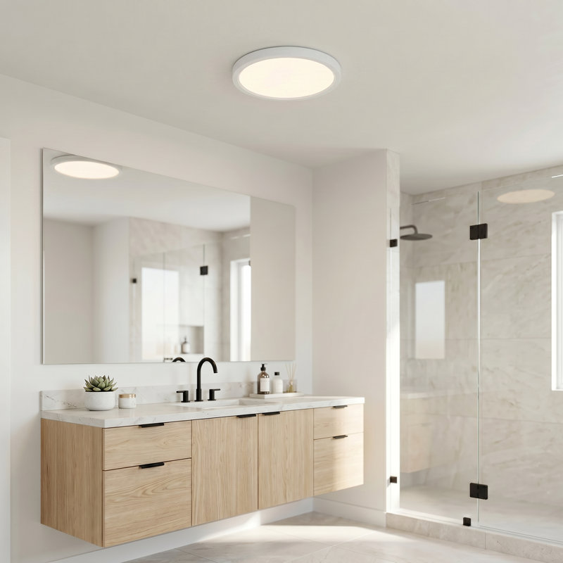 Plafonnier encastré 1 lumière DEL Naquin, H 1 po x l 20 po x P 20 po, Blanc lustré
