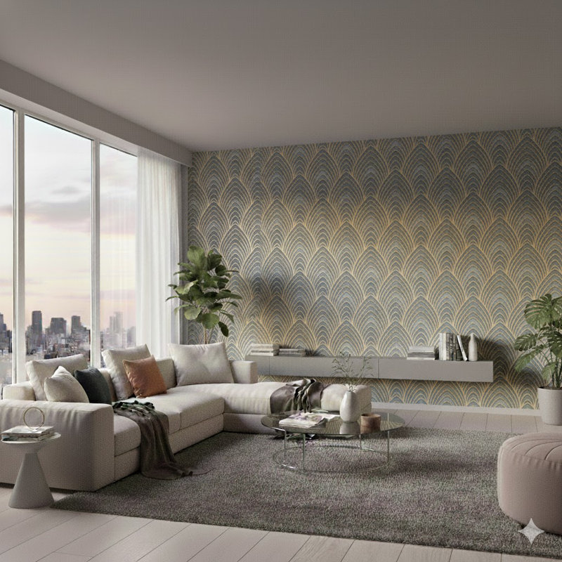 Utopia Collection Arch Array Wallpaper Roll, Blue