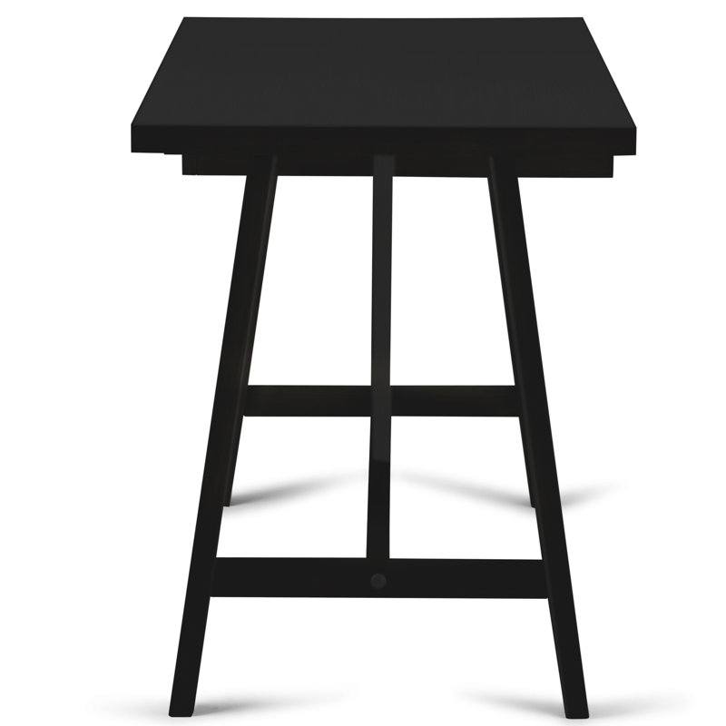 Dylan Rustic Farmhouse Solid Wood 60" Writing Desk with Keyboard Tray in Black