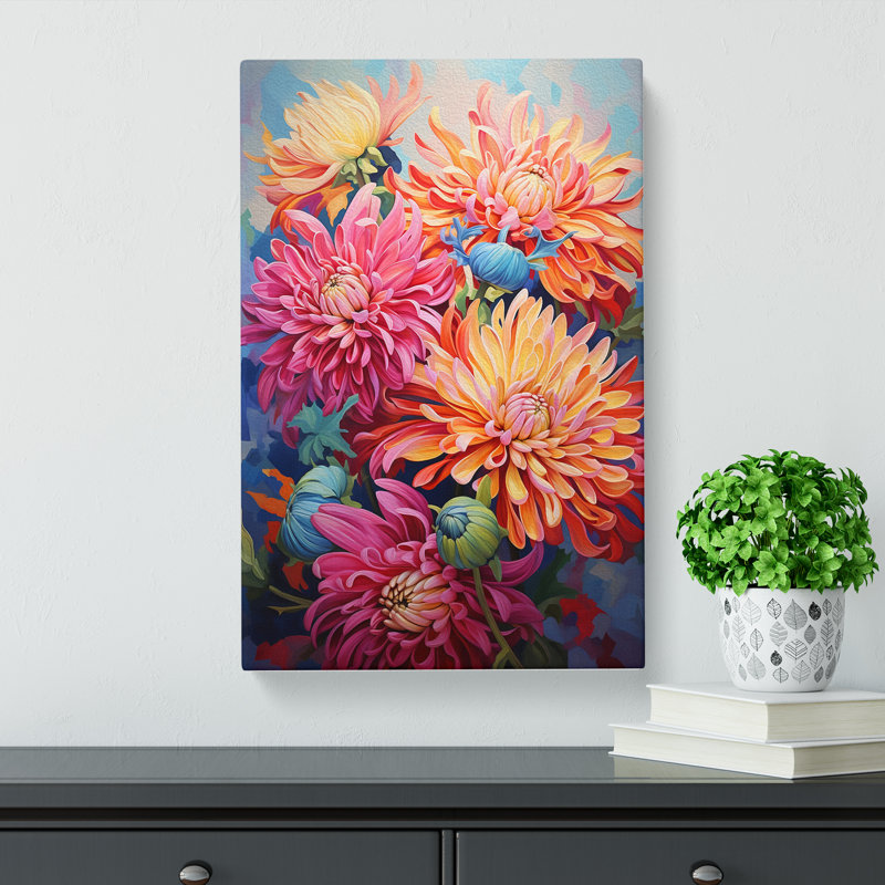 Chrysanthemums Contemporary - Wrapped Canvas, 60cm H x 40cm W x 3cm D