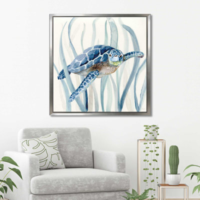 "Turtle In Seagrass I" par Nan, reproduction sur toile flottante