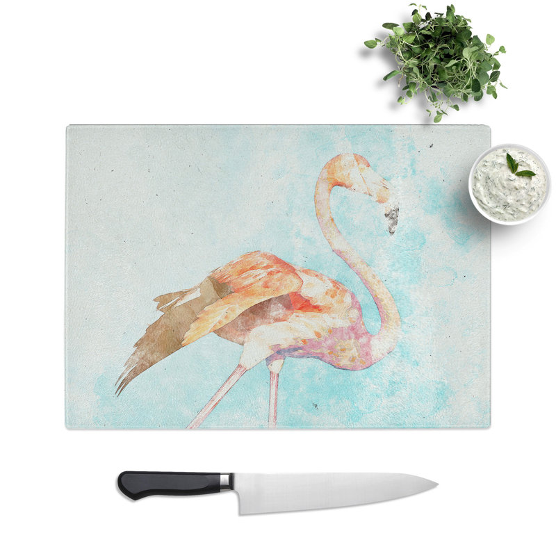 Tempered Glass Flamingo Bird Chopping Board, 20 cm x 28.5 cm