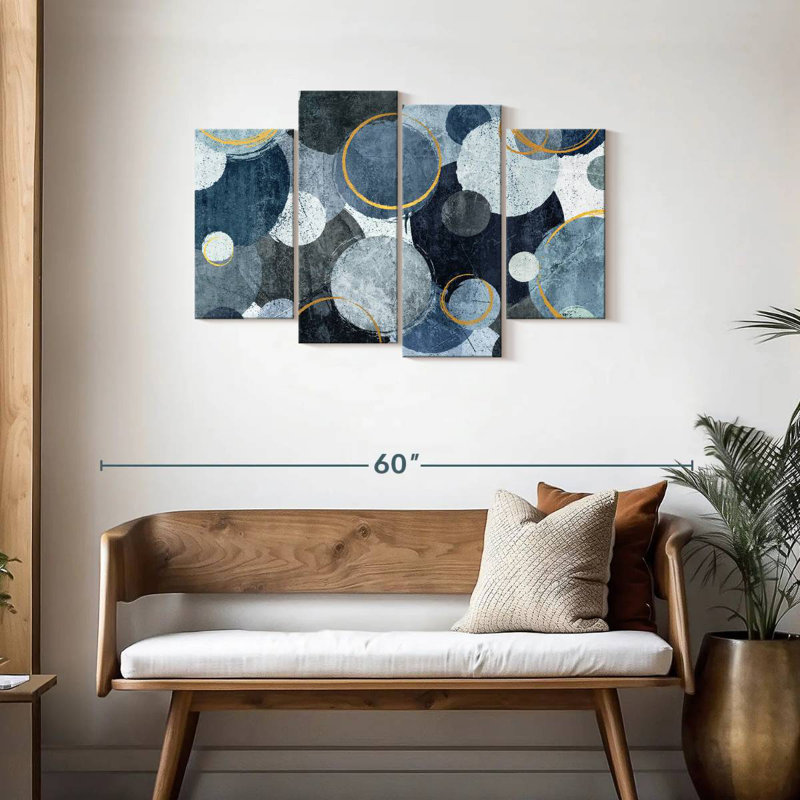 Avery Layered Blue Circles, 27" H x 43" W
