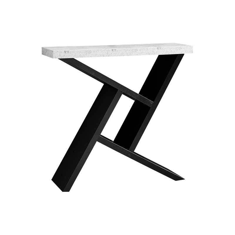 Console rectangulaire spacieuse pour couloir - Table contemporaine en stratifié gris et noir avec base angulaire, salon moderne et espace de rangement