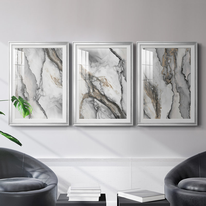 «Abstract Ink Fantasy I», reproduction encadrée de qualité supérieure - prête à être accrochée, Cadre argenté