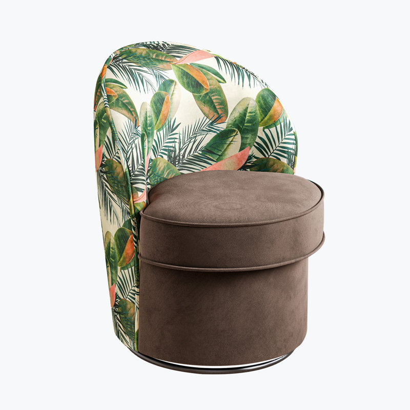 Whitstable Upholstered Swivel Barrel Chair, Brown Polyester