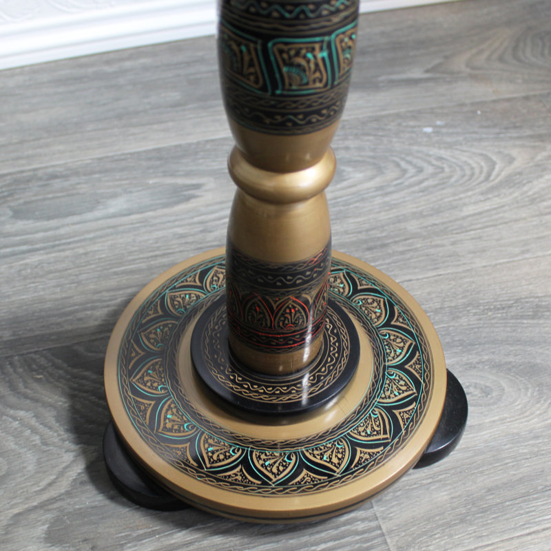 Table d'appoint ronde en bois de rose 18 po - vert armée