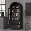 Armoire de cuisine 71,2 "arquée avec portes en verre et tiroirs, noir-1888884423