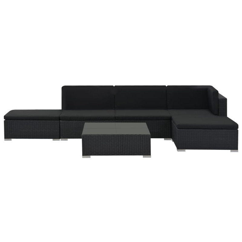 Ensemble de canapé en rotin PE noir