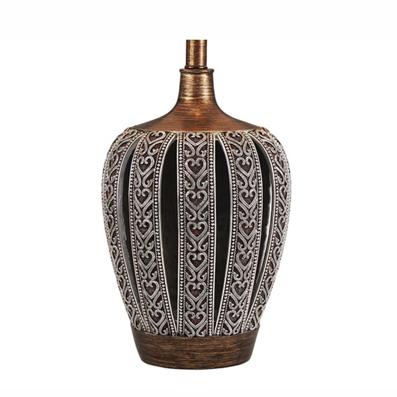 Grande lampe de table en polyrésine 28,25 po «Everly» avec finition brune et abat-jour blanc