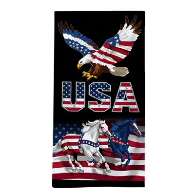 Independence Day Printed Beach Towel  Dry Towel Absorbent Swim Towel For Beach Pool Vacation And Outdoor Use