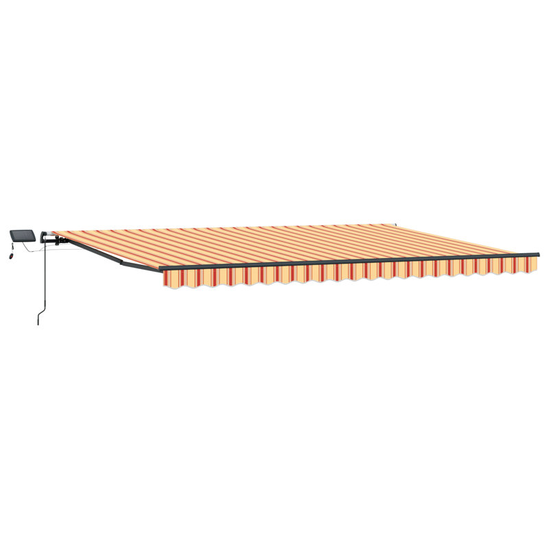 Brayden Studio Retractable Patio Awning, 500 cm W x 350 cm D, Yellow/Orange Striped