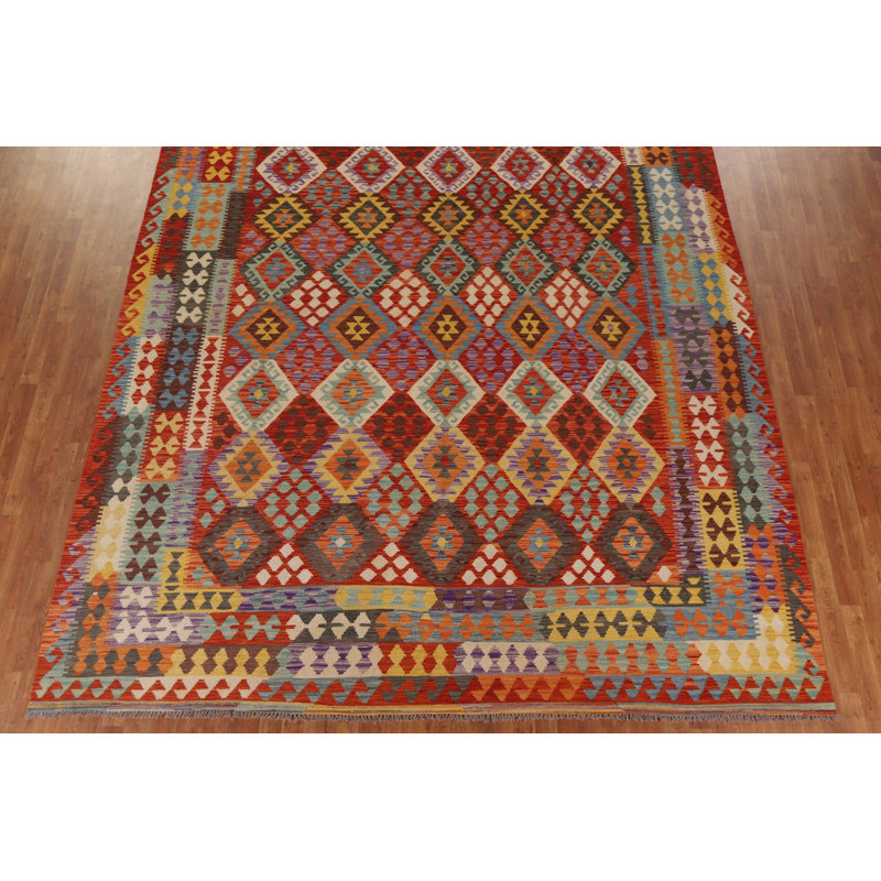 Wool Kilim Geometric Area Rug 10x13