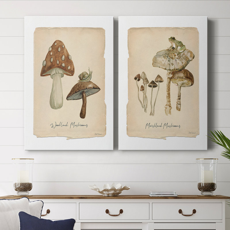 Woodland Mushrooms-Premium Gallery Wrapped Canvas -Ready to Hang, 18" H x 24" W