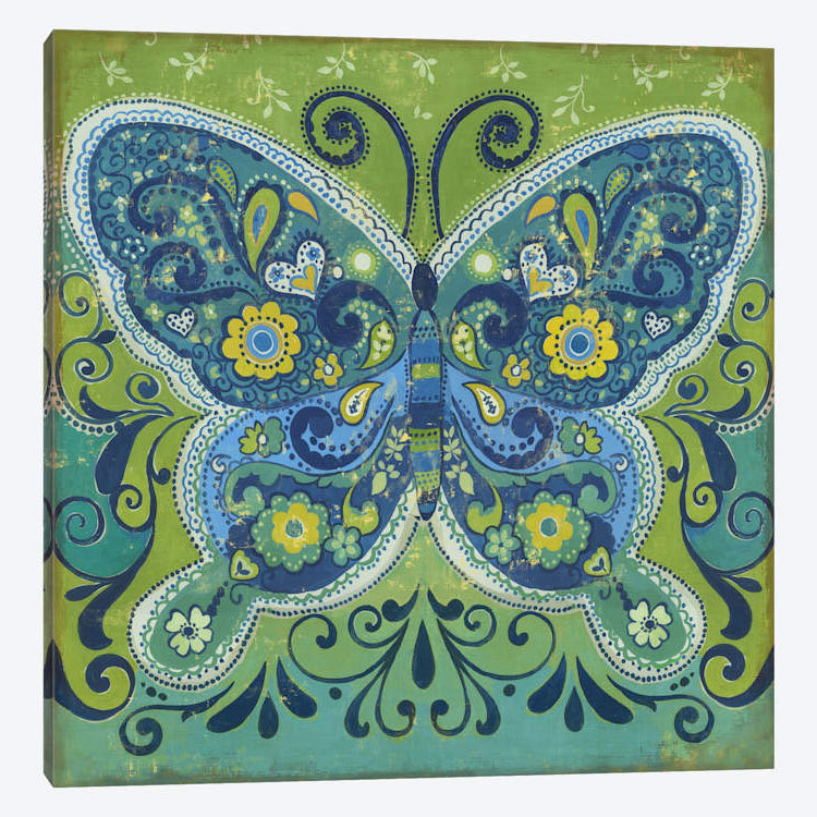 « papillon mosaïque », impression sur toile, H 12 po x l 12 po x P 0,75 po, Pas de tapis, Toile tendue