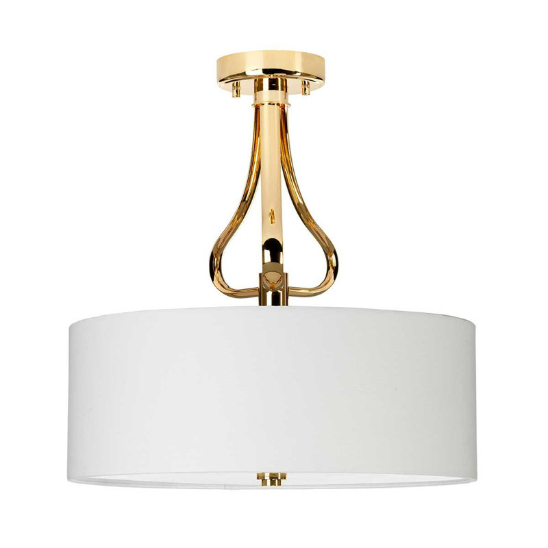 Partone Glass Semi Flush Mount, French Gold, White