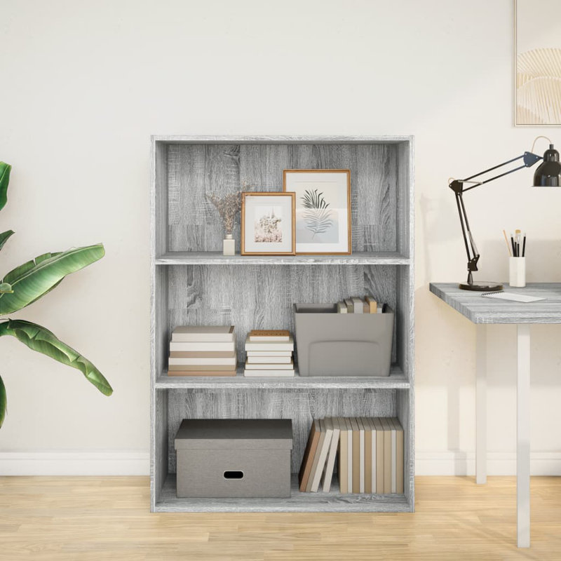 Analuisa Bookcase, Grey Sonoma, (3 Shelves) 152cm H x 40cm W x 30cm D