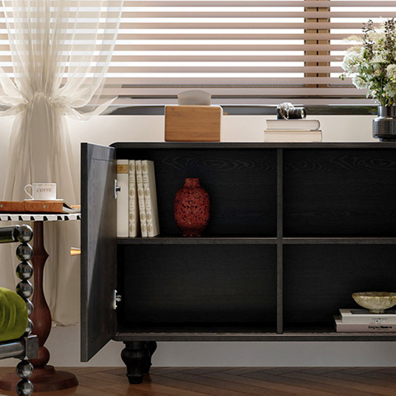 Armoire de rangement artistique en bois massif