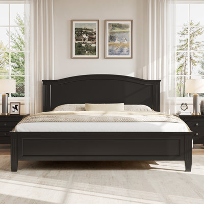 Queen Size Platform Lansvale with Headboard and Wooden Slat Support Legs
