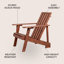 Chaise Adirondack en bois d'acacia massif Irving Classic, siège de terrasse brun foncé résistant aux intempéries pour le jardin, la terrasse et le foyer-2136063605