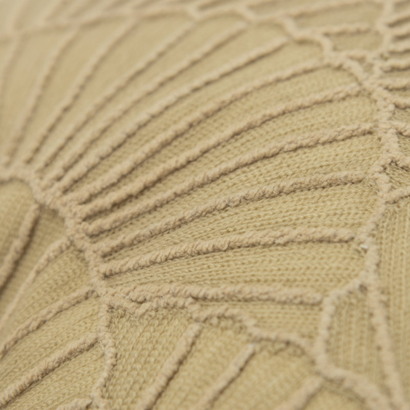 Beige Embroidered Cotton 17" x 17" Throw Pillow