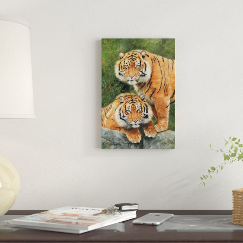 «Pair of Sumatran Tigers», impression sur toile, H 12 po x l 8 po x P 0,75 po, Pas de tapis, Toile tendue